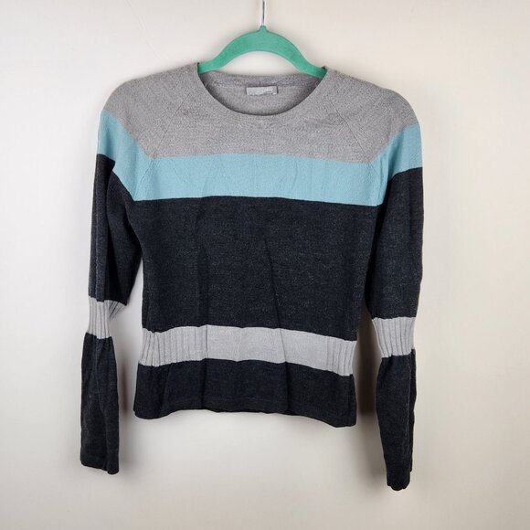 J. Crew Striped Mixed Media Knit Raglan Sleeve Crewneck Sweater sz S? - Picture 1 of 9